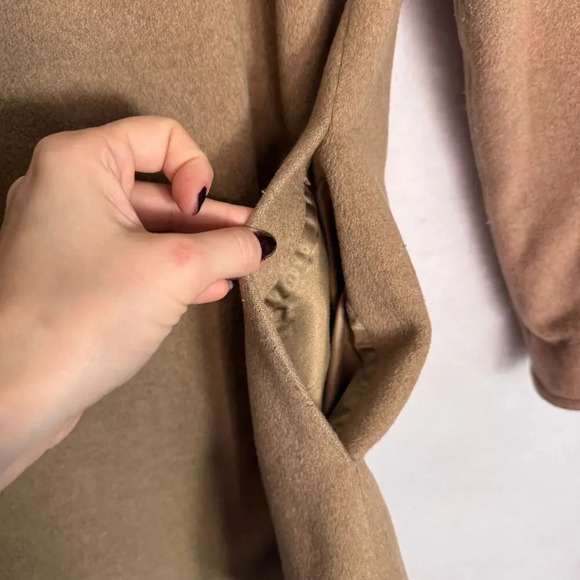 Cashmere Womens Tan Double-Breasted Lined Coat Size M Academia Timeless Luxury - Picture 7 of 9